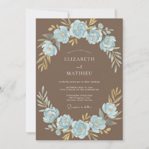 Azurbraun Gemalte Hochzeit Einladung