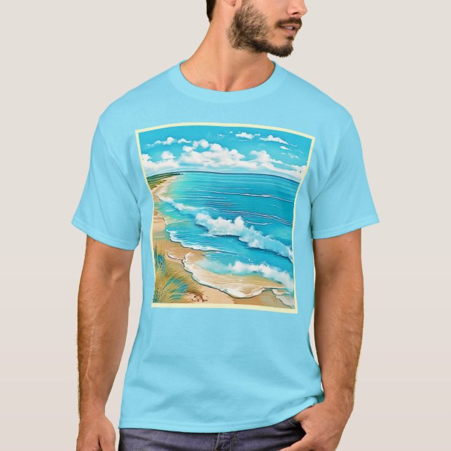 Azure Beach Calm Design T-Shirt (Vorderseite)