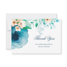 Azure Bloom blaue Hochzeit Danke Karte 