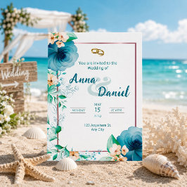 Azure Bloom Elegante Florale Hochzeits-Einladung Einladung