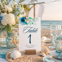 Azure Bloom Hochzeit Tischnummernkarten