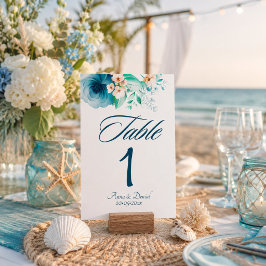 Azure Bloom Hochzeit Tischnummernkarten Tischnummer