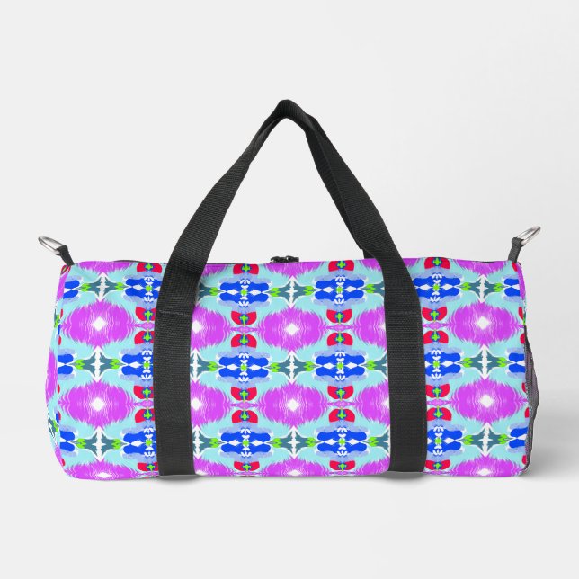 Azure Bloom Kaleidoscope Duffle Bag (Vorderseite)