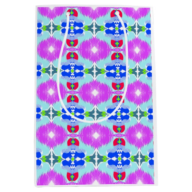 Azure Bloom Kaleidoscope Mittlere Geschenktüte (Vorderseite)