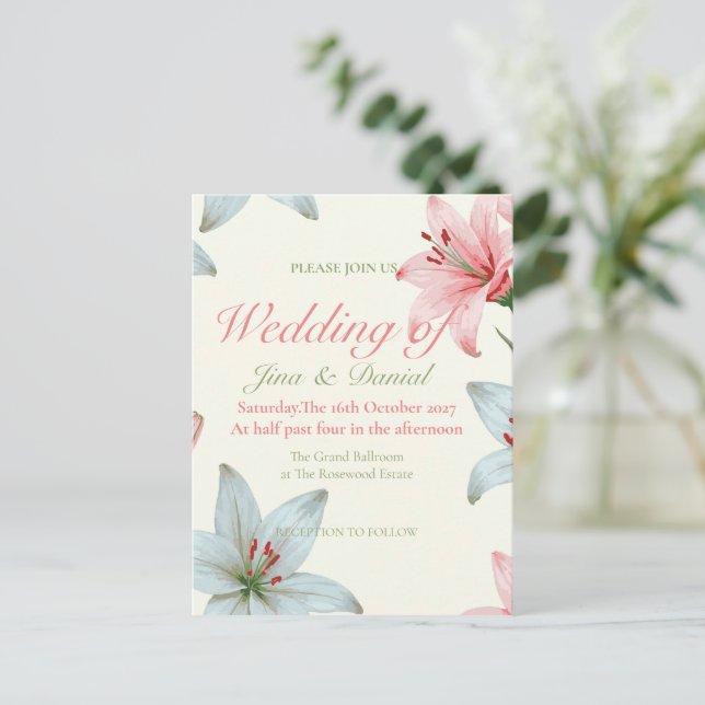 Azure Bloom V03 Postkarte (Stehend Vorderseite)