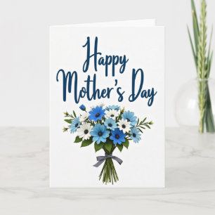 Azure Blooms Bouquet Grußkarte Karte