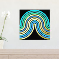 Azure Blue Abstrakt Wave Lines Art Pattern Gold