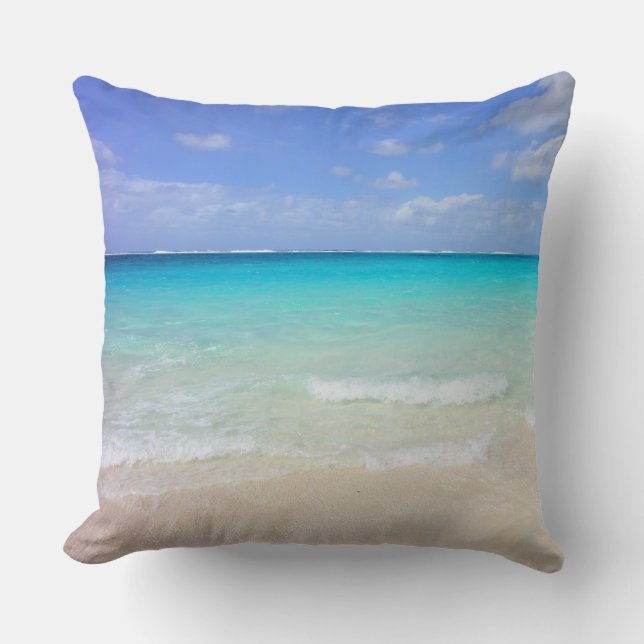 Azure Blue Caribbean Tropical Beach Kissen (Vorderseite)