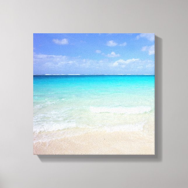 Azure Blue Caribbean Tropical Beach Leinwanddruck (Vorderseite)