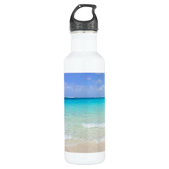 Azure Blue Caribbean Tropical Beach Trinkflasche (Vorderseite)