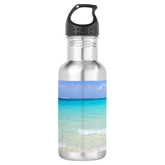 Azure Blue Caribbean Tropical Beach Trinkflasche (Vorderseite)