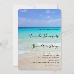 Azure Blue Caribbean Tropical Beach Wedding Einladung