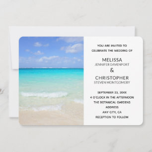 Azure Blue Caribbean Tropical Beach Wedding Einladung