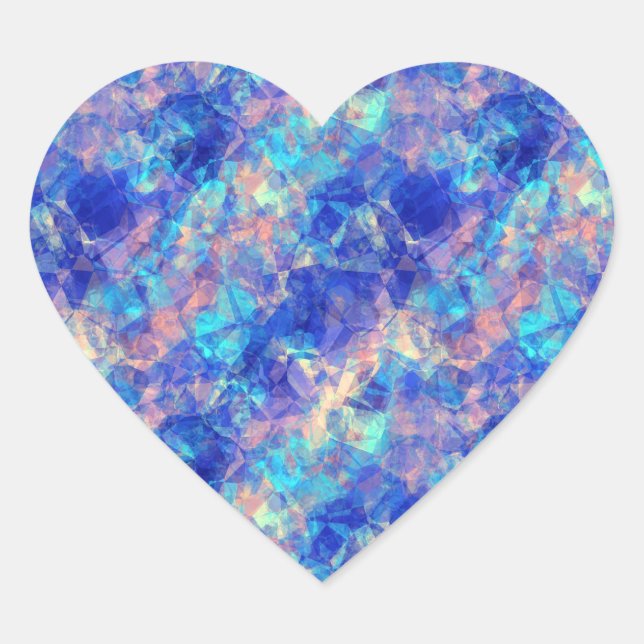 Azure Blue Crumpled Texture Herz-Aufkleber (Vorderseite)