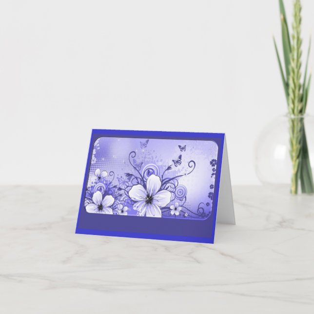 Azure Blue Floral Note Card Karte (Vorderseite)