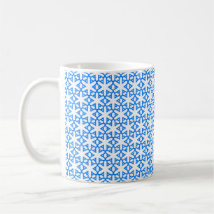 Azure Blue Geometic Blume Tile Kaffeetasse
