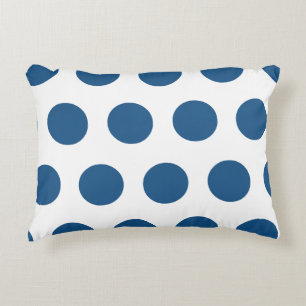 Azure Blue Geometric White Polka Dots Dekokissen