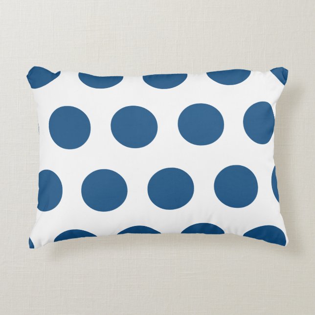 Azure Blue Geometric White Polka Dots Dekokissen (Vorderseite)