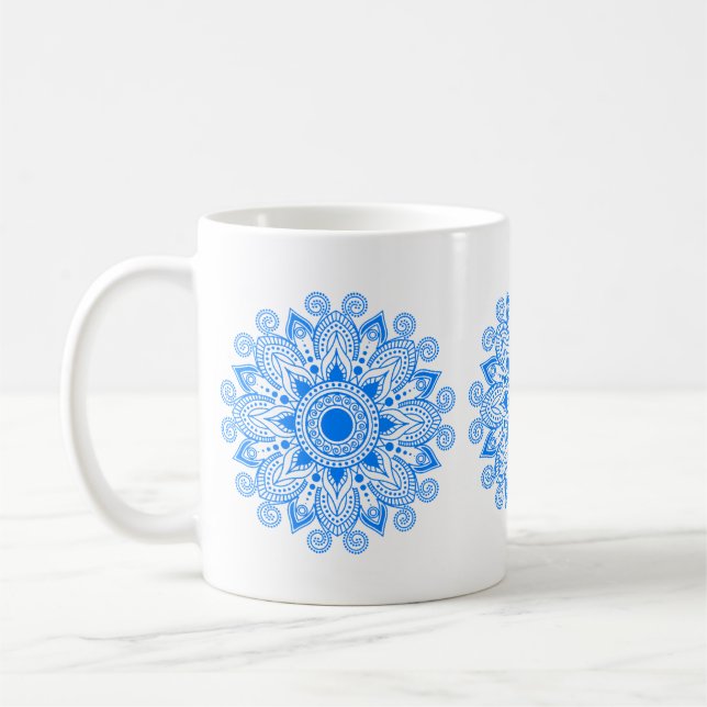 Azure Blue Mandala Kaffeetasse (Links)