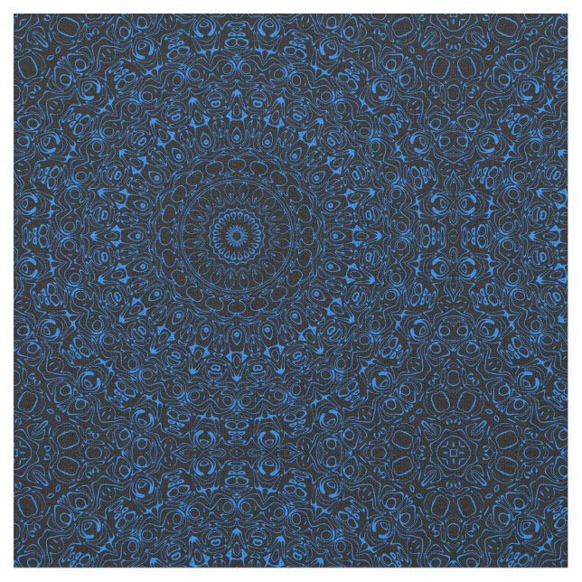 Azure Blue Mandala mit Hypnotic Symmetry Stoff (Nahaufnahme)