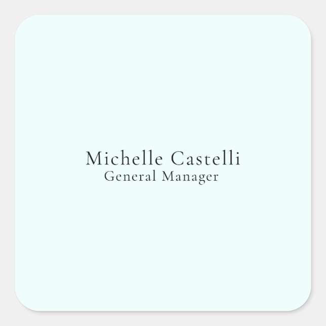 Azure Blue Professional Unique Classical Simple Quadratischer Aufkleber (Vorderseite)