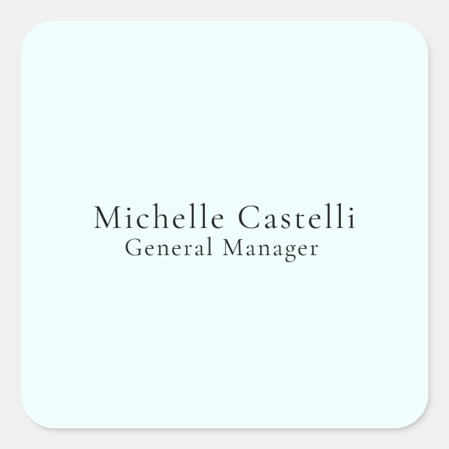 Azure Blue Professional Unique Classical Simple Quadratischer Aufkleber (Vorderseite)