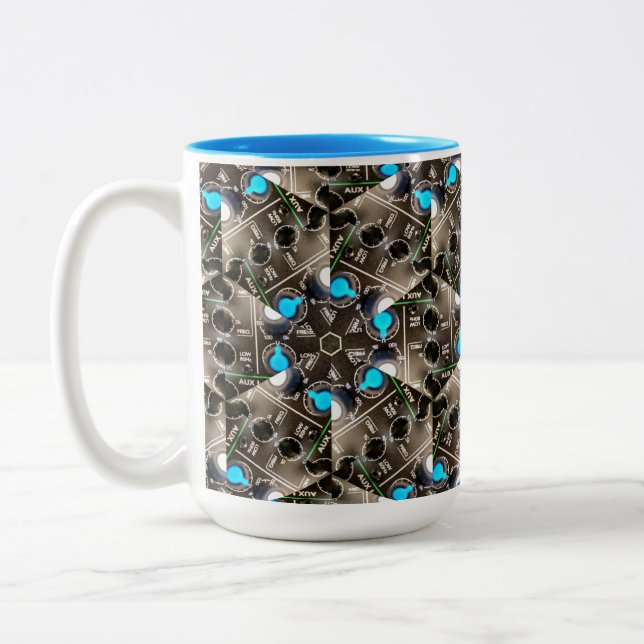 Azure Blue Sound Engineer 15 oz Large Coffee Cup Zweifarbige Tasse (Links)