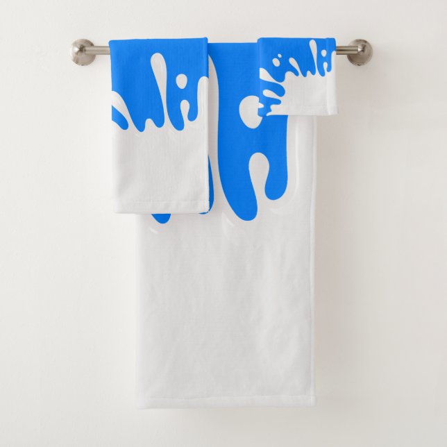 Azure Blue White Paint Splash Badhandtuch Set (Insitu)
