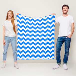 Azure Blue Zickzack Fleecedecke
