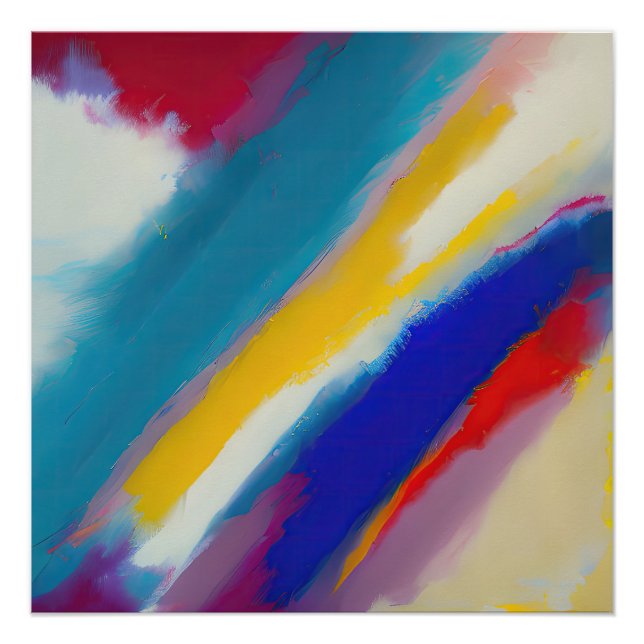 "Azure Cascade" Abstrakte Kunst Poster (Vorderseite)
