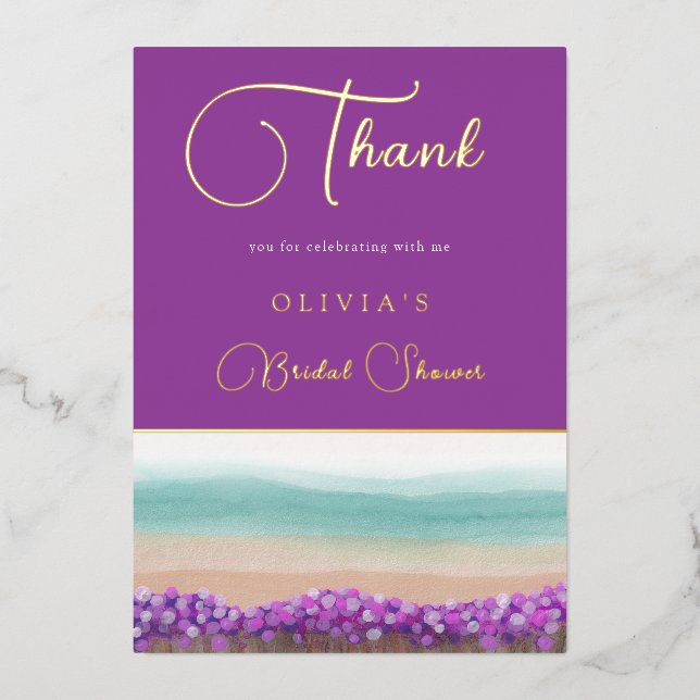 Azure Coast in Bloom Brautparty Danke Karte (Vorderseite)