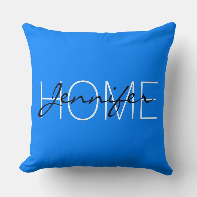 Azure color Zuhause monogram Kissen (Vorderseite)
