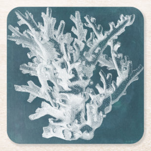 Azure Coral I Rechteckiger Pappuntersetzer