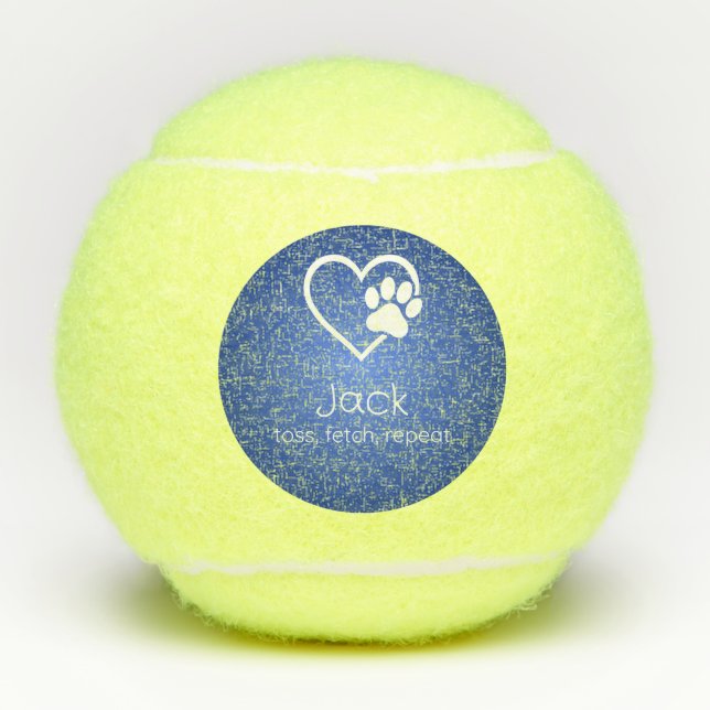 Azure Dog Name Tennis Ball 'toss, fetch, repeat' (Vorderseite)