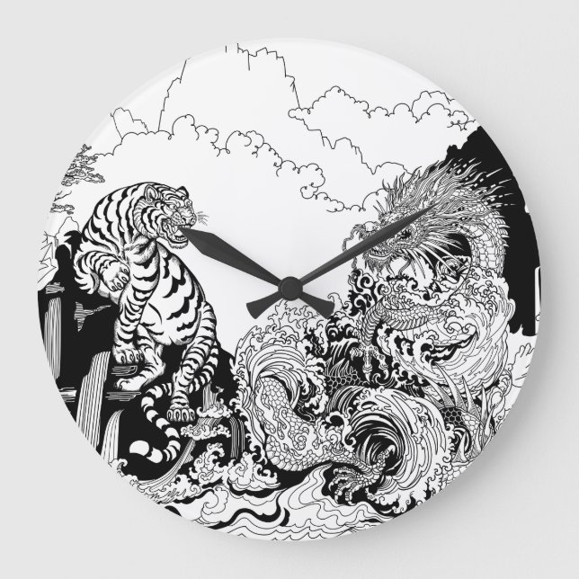 Azure Dragon und White Tiger. Abbildung Große Wanduhr (Vorderseite)