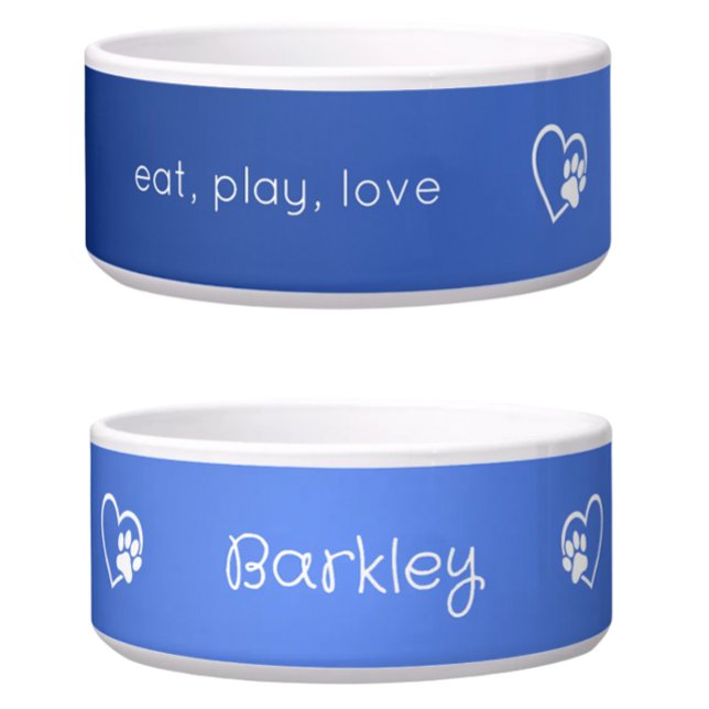 Azure 'eat play love' Dog Name Bowl Napf (Von Creator hochgeladen)