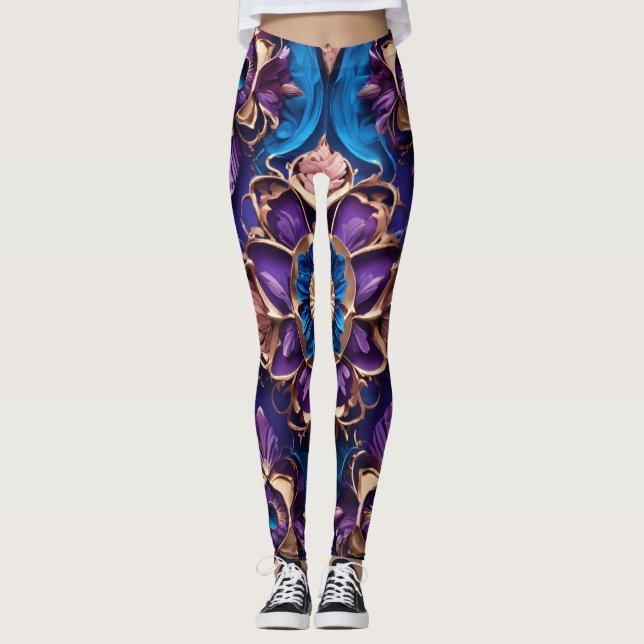 "Azure Elegance": Luxuriöse blaublütige Leggings (Vorderseite)