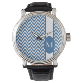 Azure Elegantes Zickzack Design mit Monogramm Armbanduhr