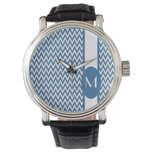 Azure Elegantes Zickzack Design mit Monogramm Armbanduhr