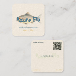 Azure Fin Elegant Fish Restaurant Logo Quadratische Visitenkarte