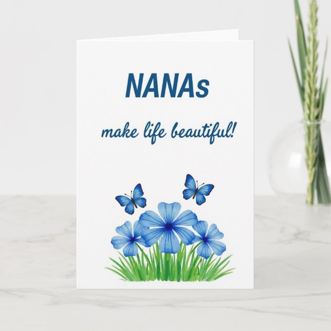 Azure Floral Nanas Karte (Vorderseite)