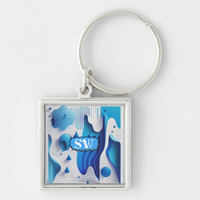 Azure Fragment Personalized Square Keychain Schlüsselanhänger (Vorne)