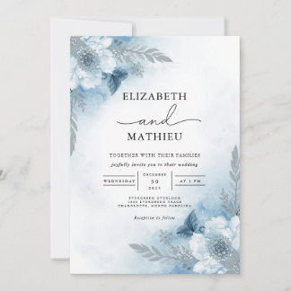 Azure Frost Bloral Bloom Wedding Einladung