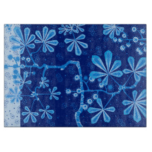 Azure Frost Blume Large Glass Cutting Board Schneidebrett