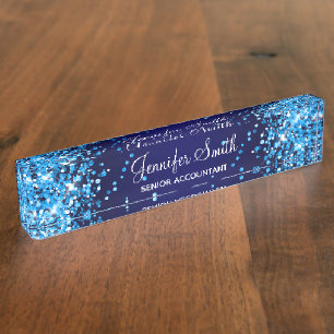 Azure Glitzer Navy Blue Gradient Namensplakette
