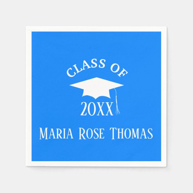Azure Grad Cap & Blätter Paper Napkins Serviette (Vorderseite)