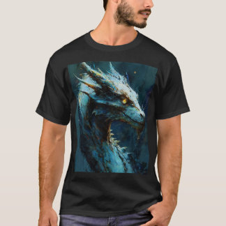 Azure Guardian: Fierce Dragon Art T-Shirt