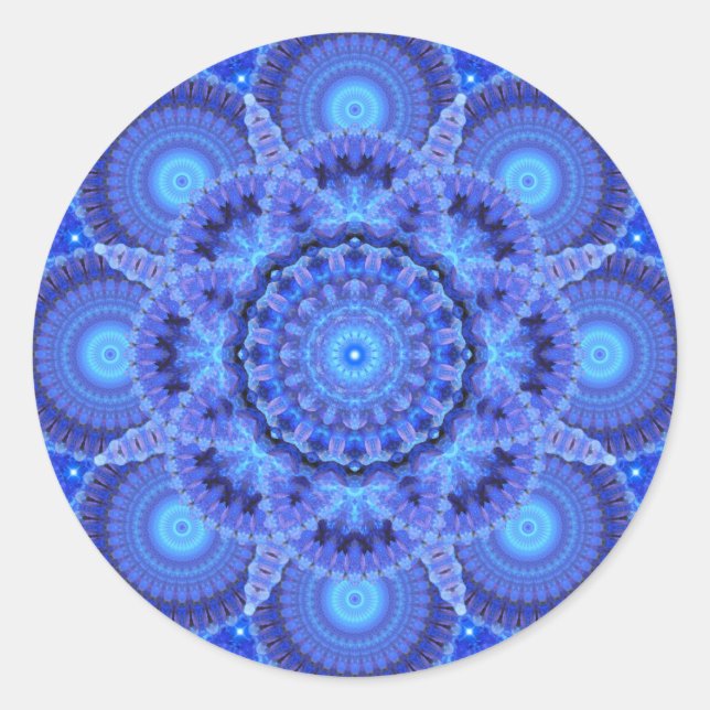 Azure Harmony Mandala Runder Aufkleber (Vorderseite)