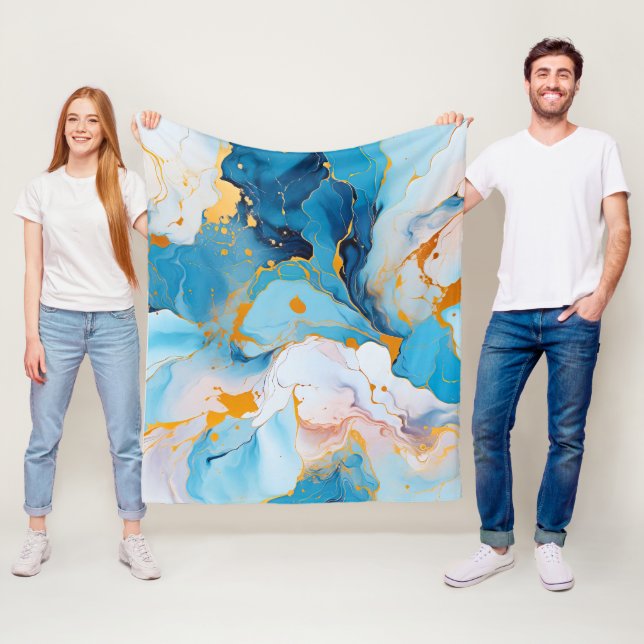 Azure Marble with Golden Splashes Fleecedecke (Beispiel)