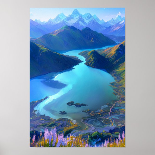 Azure Oasis: Ein serener Bergsee Poster (Vorne)